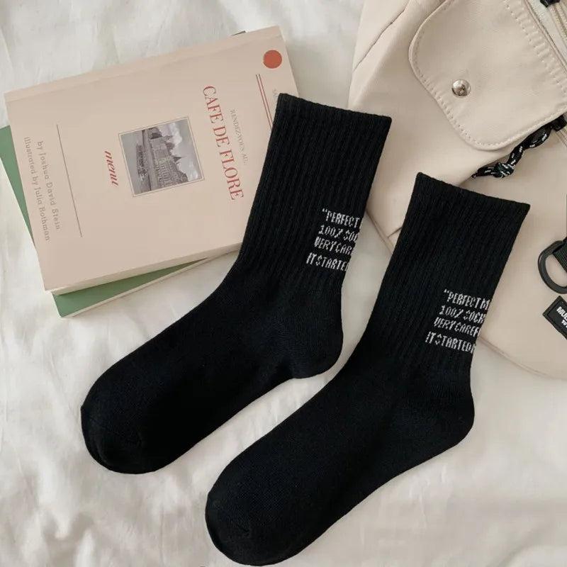 DRAVEN — Letter Cotton Socks – Trendy Unisex Sport Style