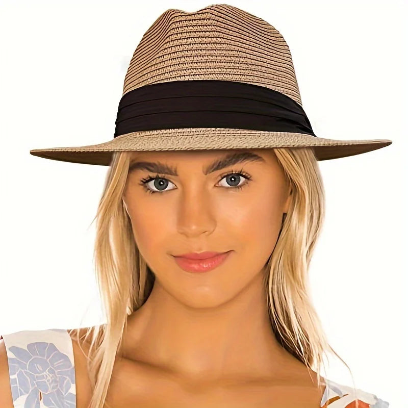 Summer Straw Fedora Hat – Unisex Beach Sun Hat with Ribbon Detail – Elegant Men's Accessory | Accessorio Uomo Elegante