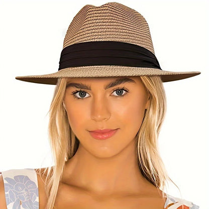 Summer Straw Fedora Hat – Unisex Beach Sun Hat with Ribbon Detail – Elegant Men's Accessory | Accessorio Uomo Elegante