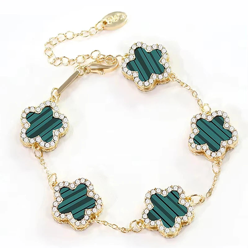 Five-Flower Stone Link Bracelet – Elegant Men's Accessory | Accessorio Uomo Elegante