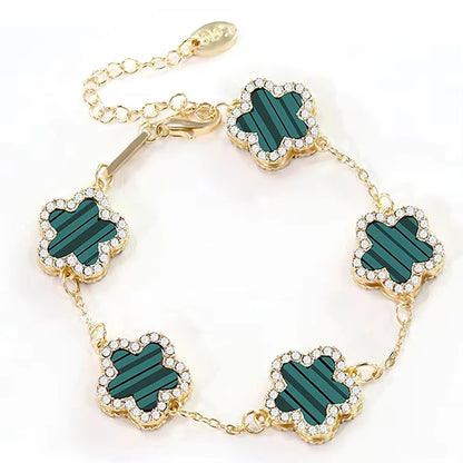 Five-Flower Stone Link Bracelet – Elegant Men's Accessory | Accessorio Uomo Elegante