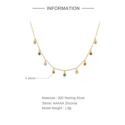 925 Sterling Silver Round Zircon Necklace – French Elegant Fine Jewelry for Women