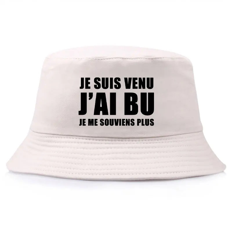 DRAVEN — Reversible “Je Suis Venu J’ai Bu” Bucket Hat – Trendy Summer Style