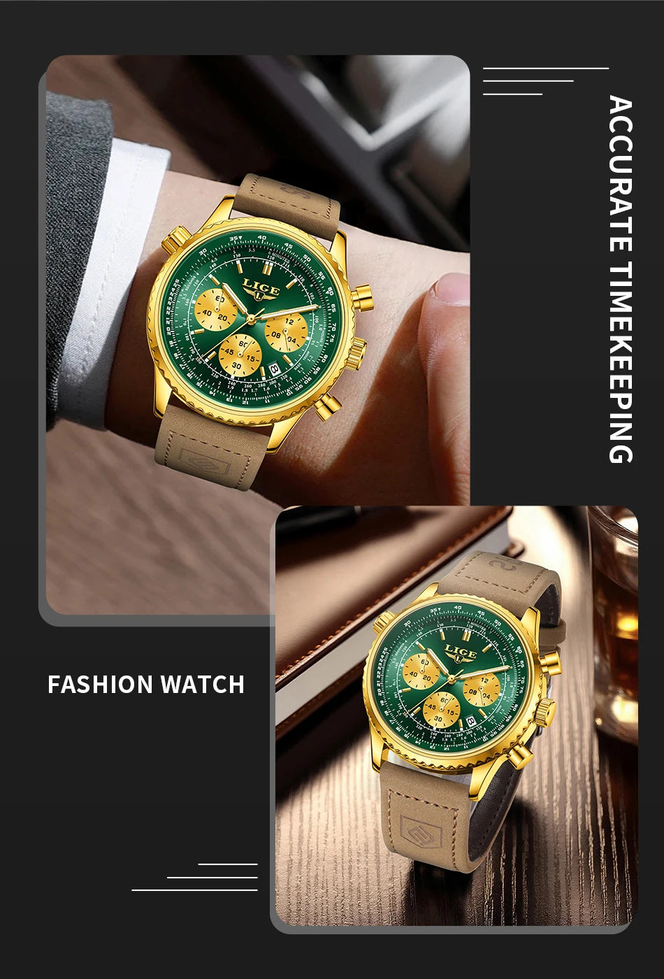 DRAVEN — Precision in Motion –  Men’s Chronograph Steel Watch with Date & Luminous Dial