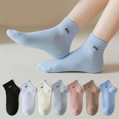 5 Pairs Letter Print Short Socks – Soft Breathable Design