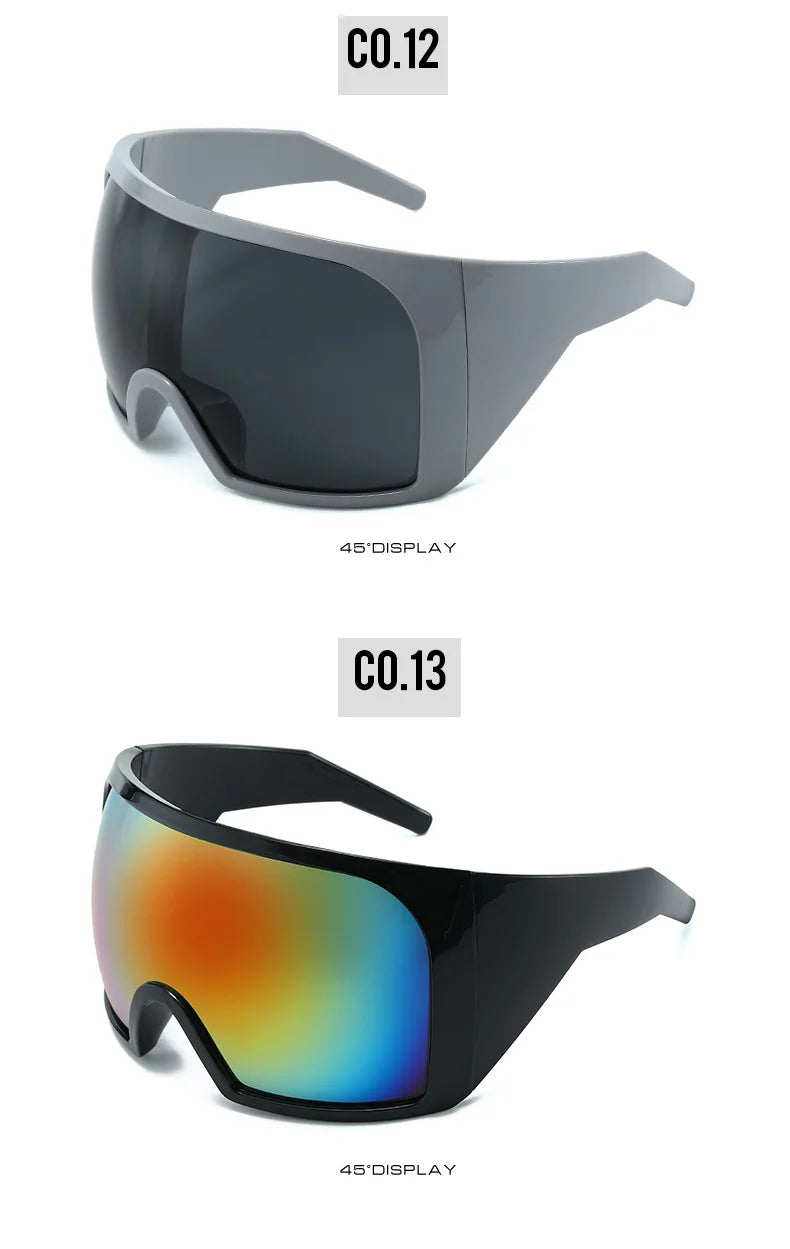 DRAVEN — Futuristic Shield Sunglasses – Oversized Wrap Design