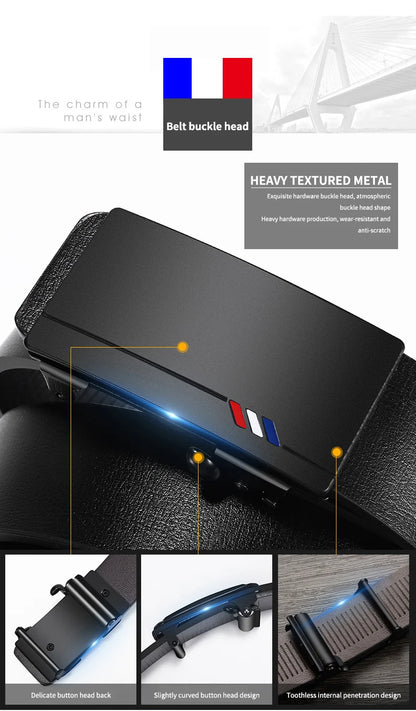Luxury Genuine Leather Belt Men Automatic Metal Buckle – Elegant Men's Accessory | Accessorio Uomo Elegante