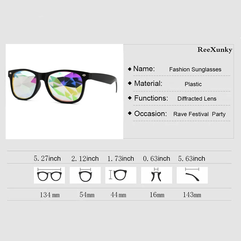 DRAVEN — Classic Square Party Sunglasses – Rave Diffraction Shades