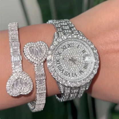 Ice Rebellion — Full Stone-Set Men’s Steel Watch – Elegant Men's Accessory | Accessorio Uomo Elegante