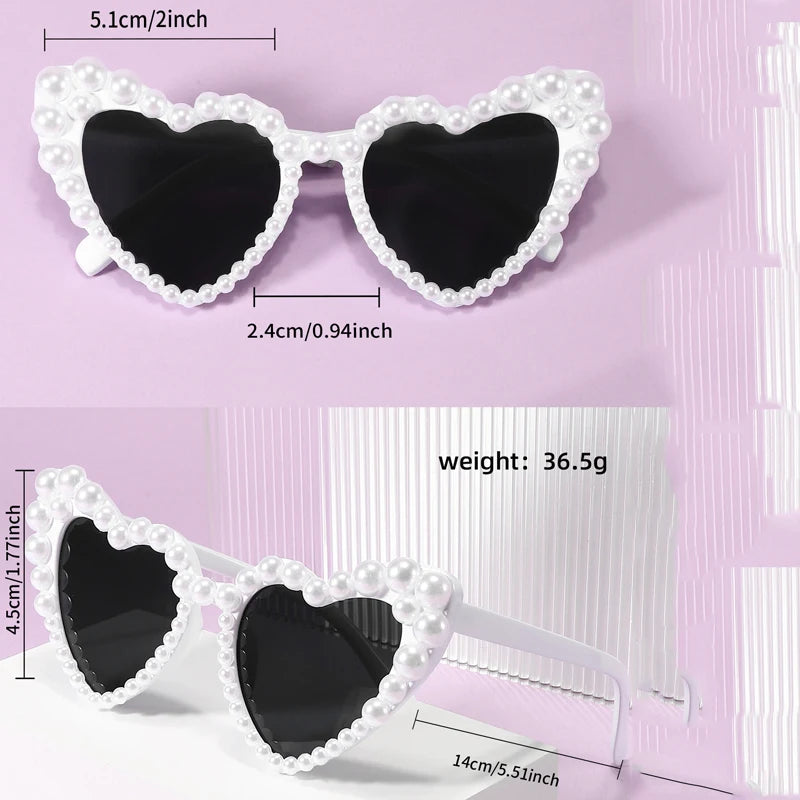 DRAVEN — Pearl Heart Sunglasses – Luxury Shimmer Love Bling Eyewear