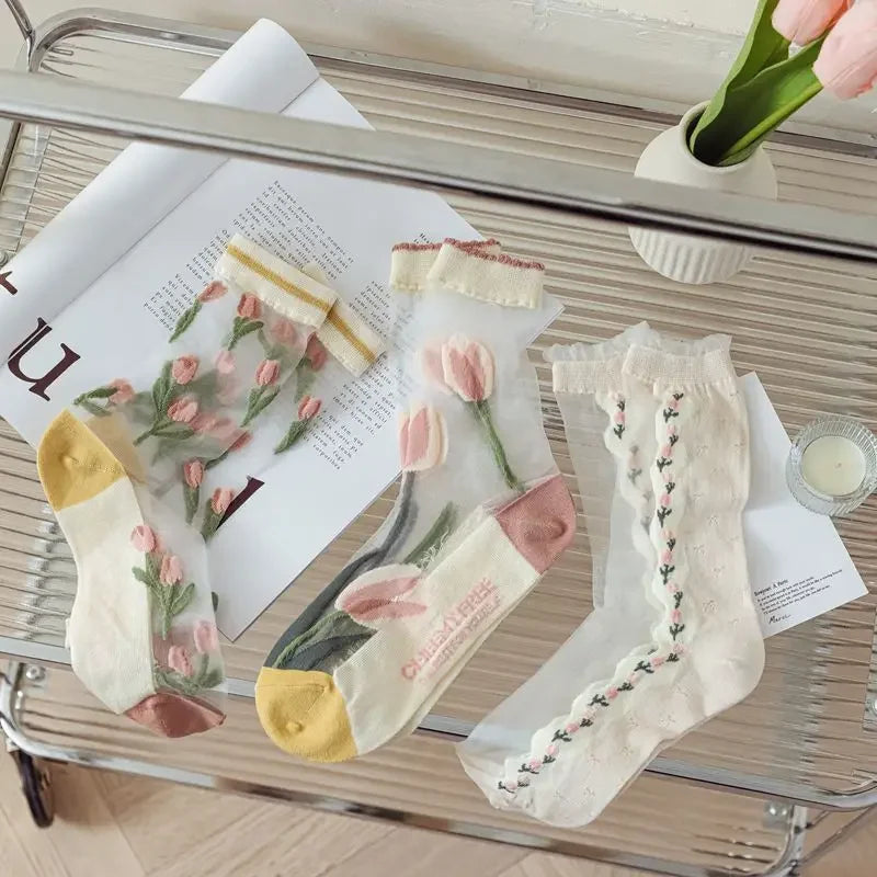 Transparent Lace Socks – Women’s Korean Summer Style – Elegant Men's Accessory | Accessorio Uomo Elegante
