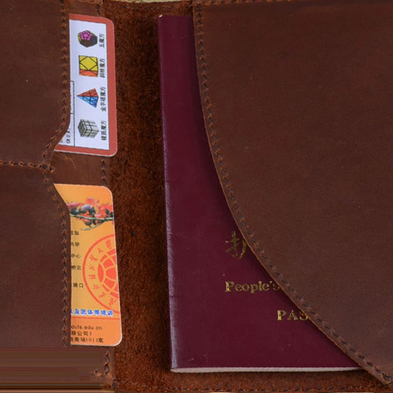 Genuine Leather Passport Wallet Unisex Vintage Cowhide – Elegant Men's Accessory | Accessorio Uomo Elegante