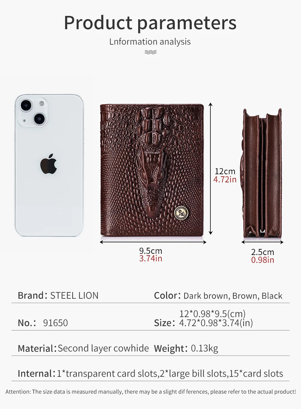 DRAVEN — Genuine Leather Crocodile Wallet Men Retro Large Capacity