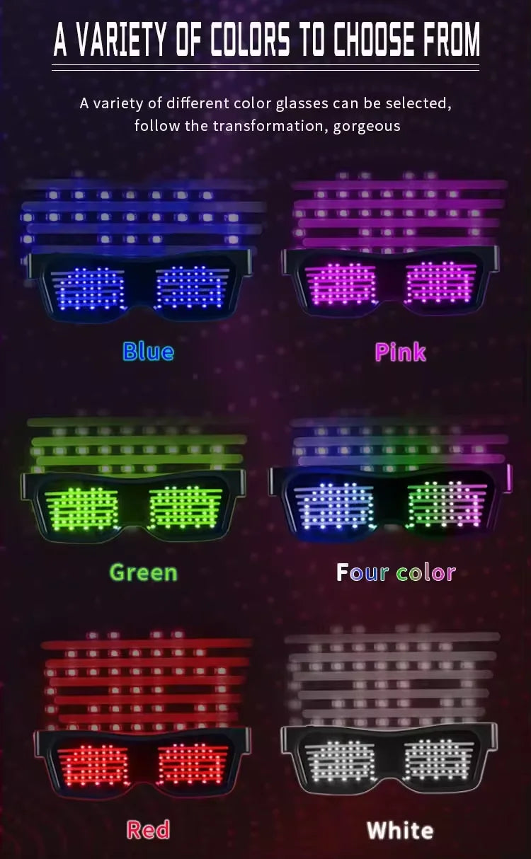 Programmable LED Text Sunglasses – Graffiti Party Style – Elegant Men's Accessory | Accessorio Uomo Elegante