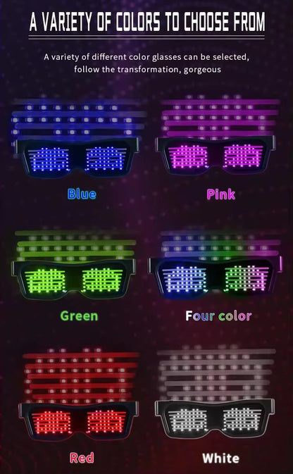 Programmable LED Text Sunglasses – Graffiti Party Style – Elegant Men's Accessory | Accessorio Uomo Elegante