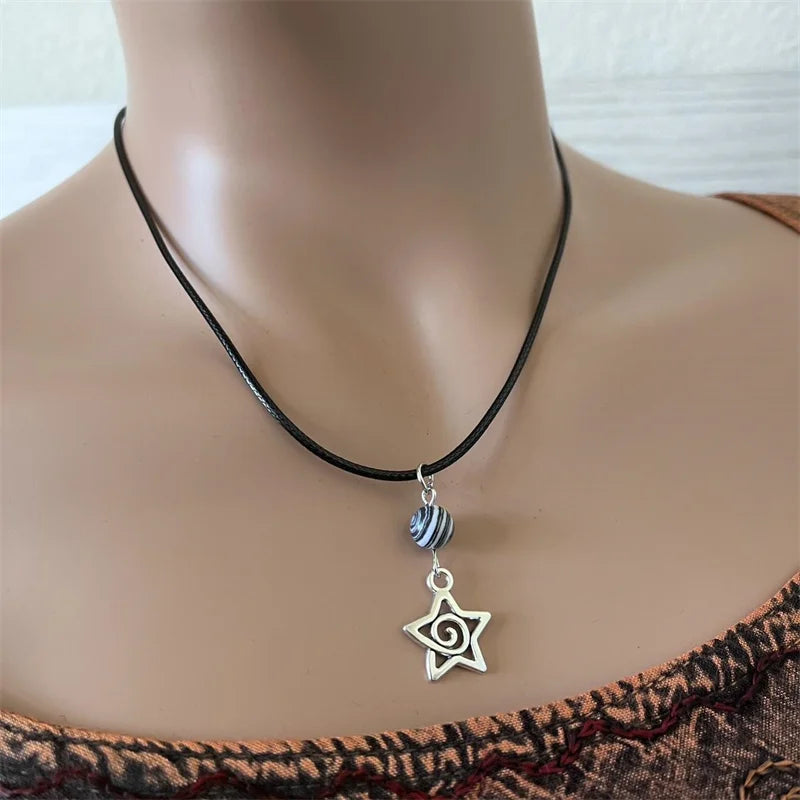 DRAVEN — Black Cord Star Charm Necklace – Adjustable Celestial Jewelry Gift