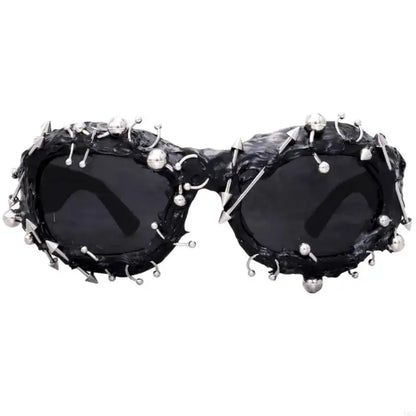 Rivet Frame Sunglasses – Punk Night Shades – Elegant Men's Accessory | Accessorio Uomo Elegante