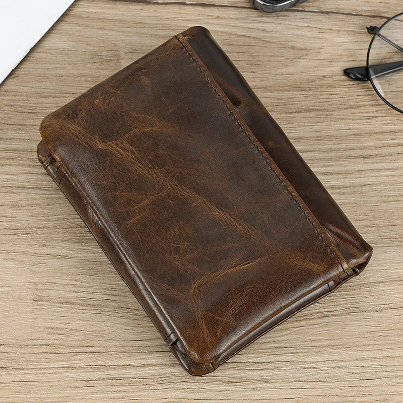 DRAVEN — Genuine Leather Short Wallet Men Soft Card Holder