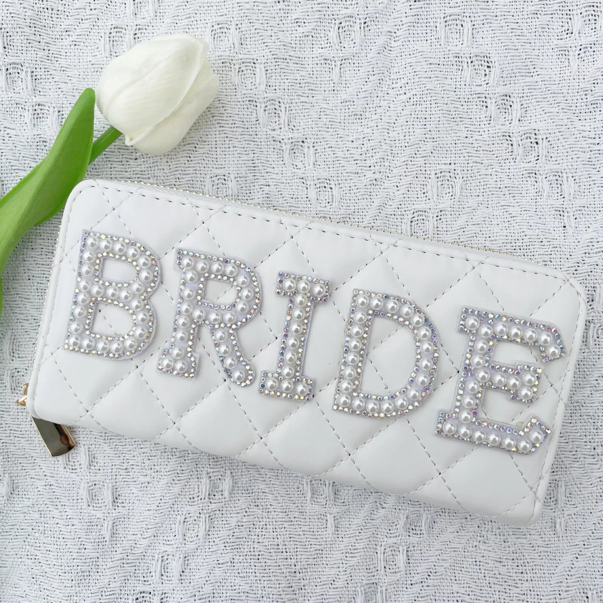 Luxury White PU Wallet Women Boho Bride Clutch Purse – Elegant Men's Accessory | Accessorio Uomo Elegante