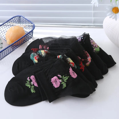 Floral Lace Socks – 6 Pairs Women’s Luxury Mid Tube Style – Elegant Men's Accessory | Accessorio Uomo Elegante