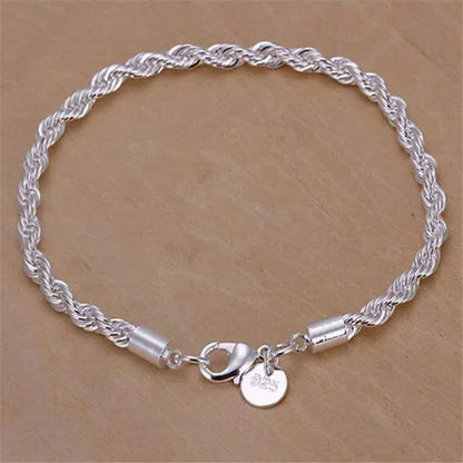 Twisted Silver Rope Chain Bracelet – Elegant Men's Accessory | Accessorio Uomo Elegante