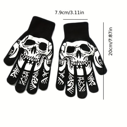 Glow-in-the-Dark Skeleton Gloves – Unisex Winter Street Style