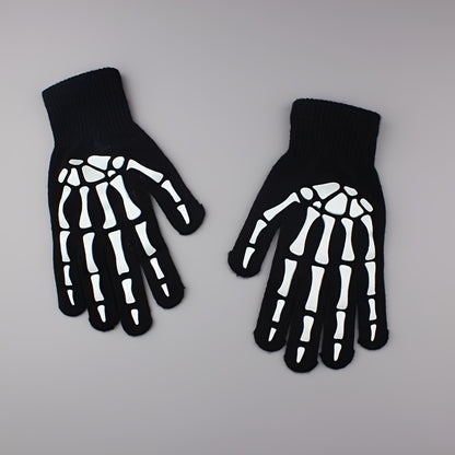 Glow-in-the-Dark Skeleton Gloves – Unisex Winter Street Style