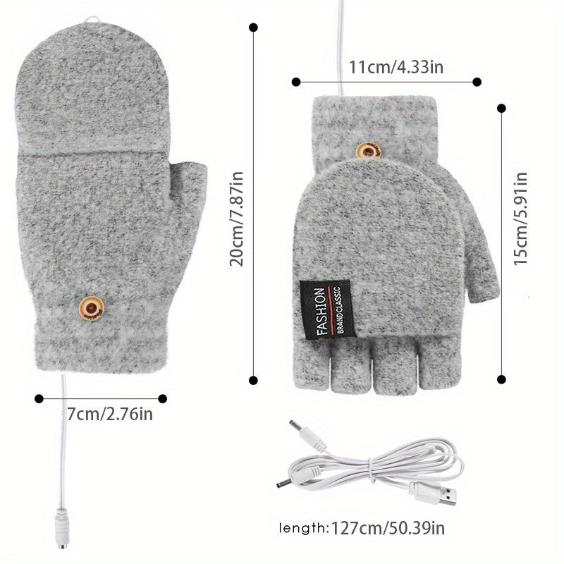 USB Heated Fingerless Gloves – Knitted Winter Tech Style – Elegant Men's Accessory | Accessorio Uomo Elegante