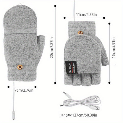 USB Heated Fingerless Gloves – Knitted Winter Tech Style – Elegant Men's Accessory | Accessorio Uomo Elegante
