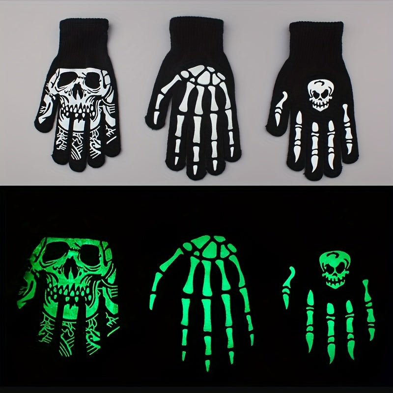 DRAVEN — Glow-in-the-Dark Skeleton Gloves – Unisex Winter Street Style