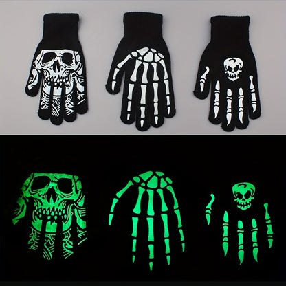 Glow-in-the-Dark Skeleton Gloves – Unisex Winter Street Style