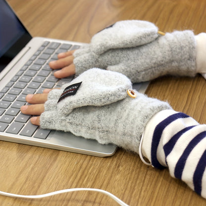 USB Heated Fingerless Gloves – Knitted Winter Tech Style – Elegant Men's Accessory | Accessorio Uomo Elegante
