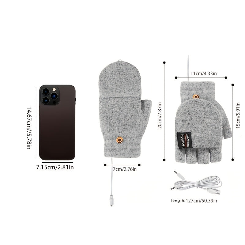 DRAVEN — USB Heated Fingerless Gloves – Knitted Winter Tech Style